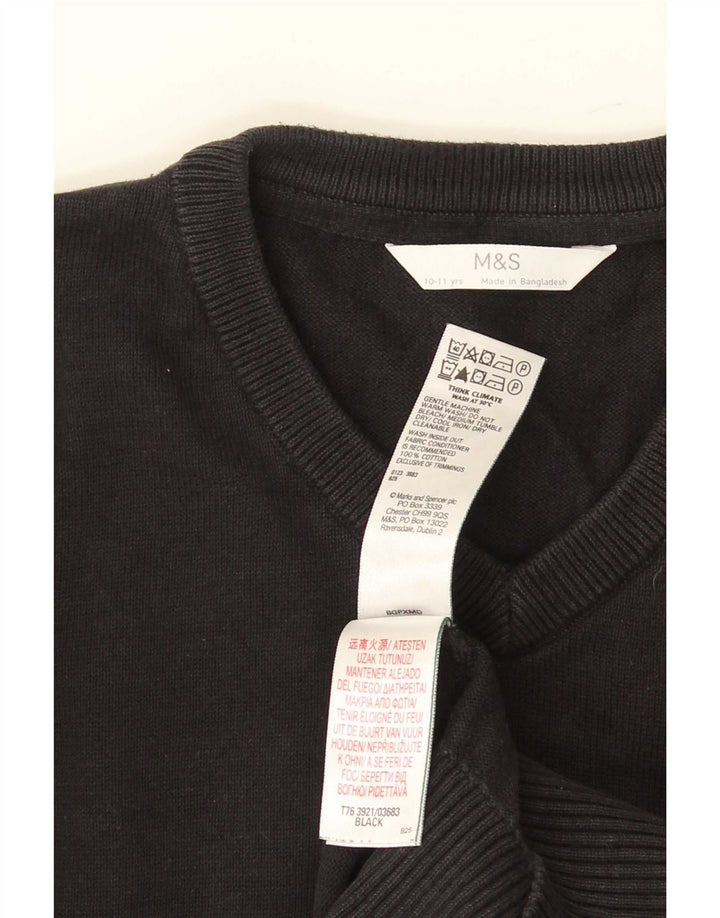 Maglione Marks & Spencer per ragazzi con scollo a V 10-11 anni in cotone nero