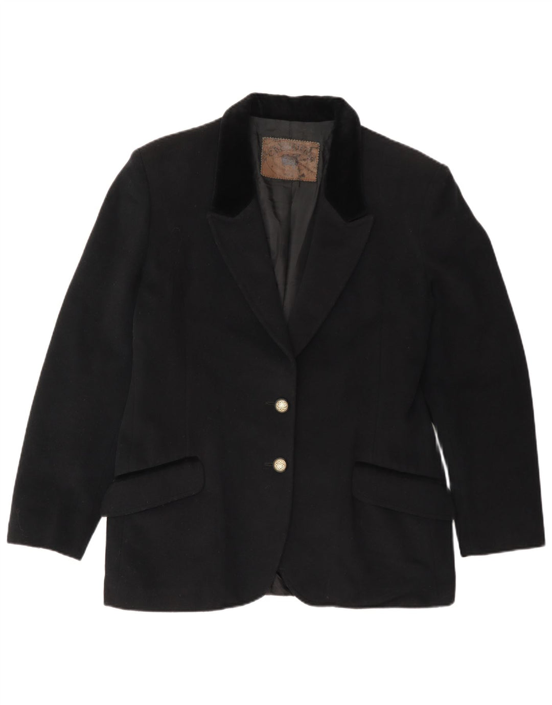Giacca blazer vintage da donna a 2 bottoni IT 48 XL Lana nera