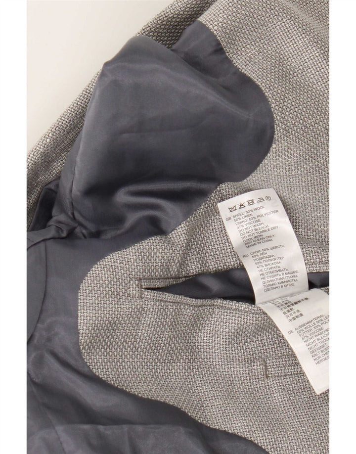Giacca blazer da uomo a 2 bottoni Reiss UK 38 lana grigio medio