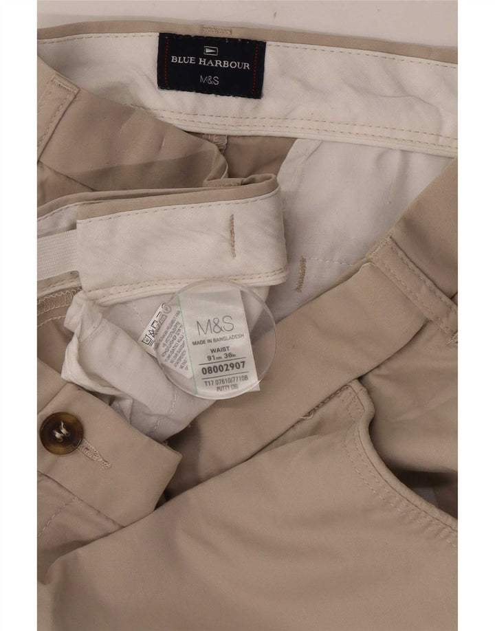 Pantaloncini chino da uomo Marks & Spencer blu Harbour W36 grandi cotone beige