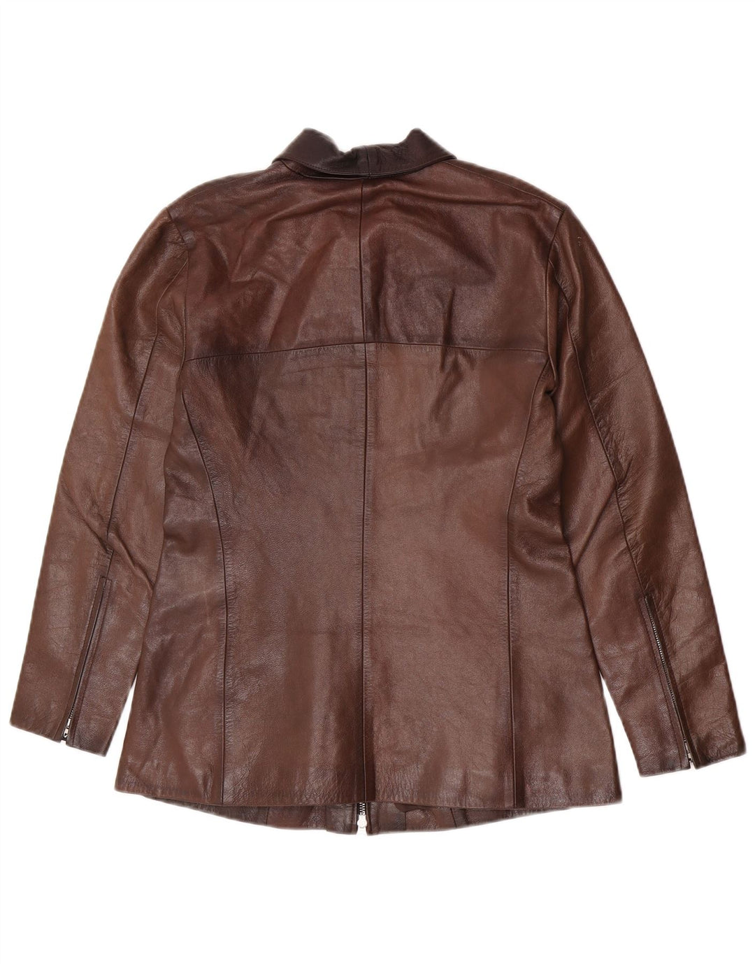 Giacca in pelle vintage da donna UK 14 grande marrone