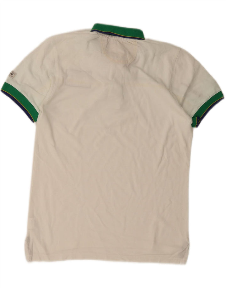 Polo grafica da uomo Slam piccola in cotone color block bianco