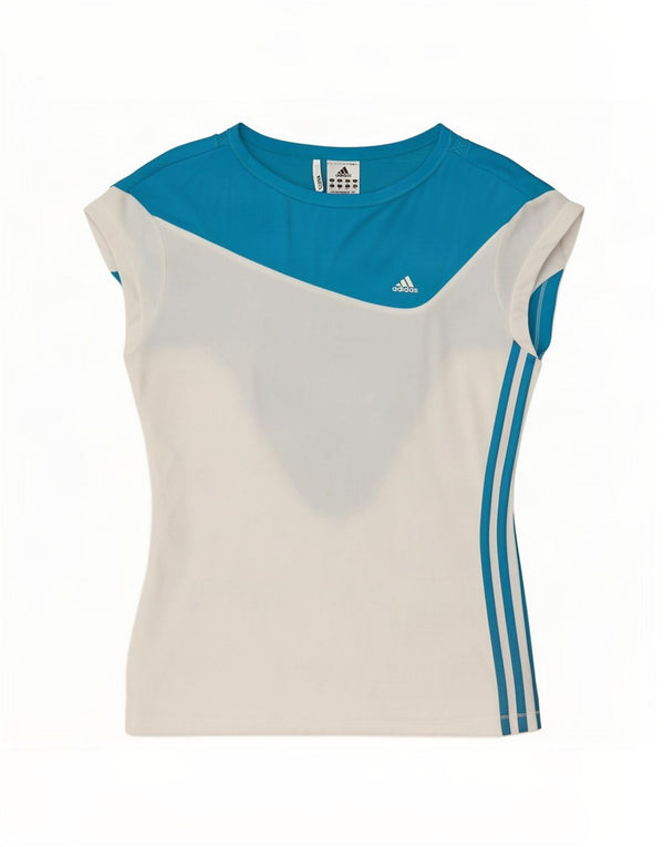 T-shirt Adidas Climacool da donna Top UK 18 XL Poliestere color block bianco