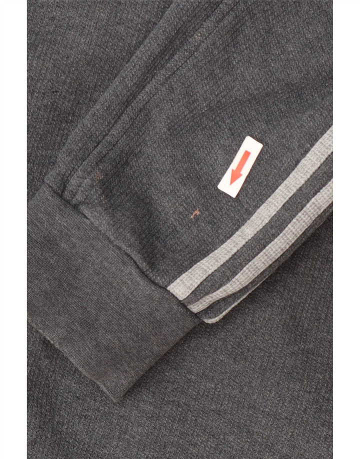 Maglione con cappuccio e zip Adidas da uomo in cotone grigio medio