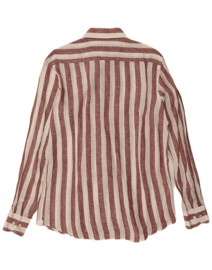 Camicia da uomo Massimo Dutti Lino a righe bordeaux medio