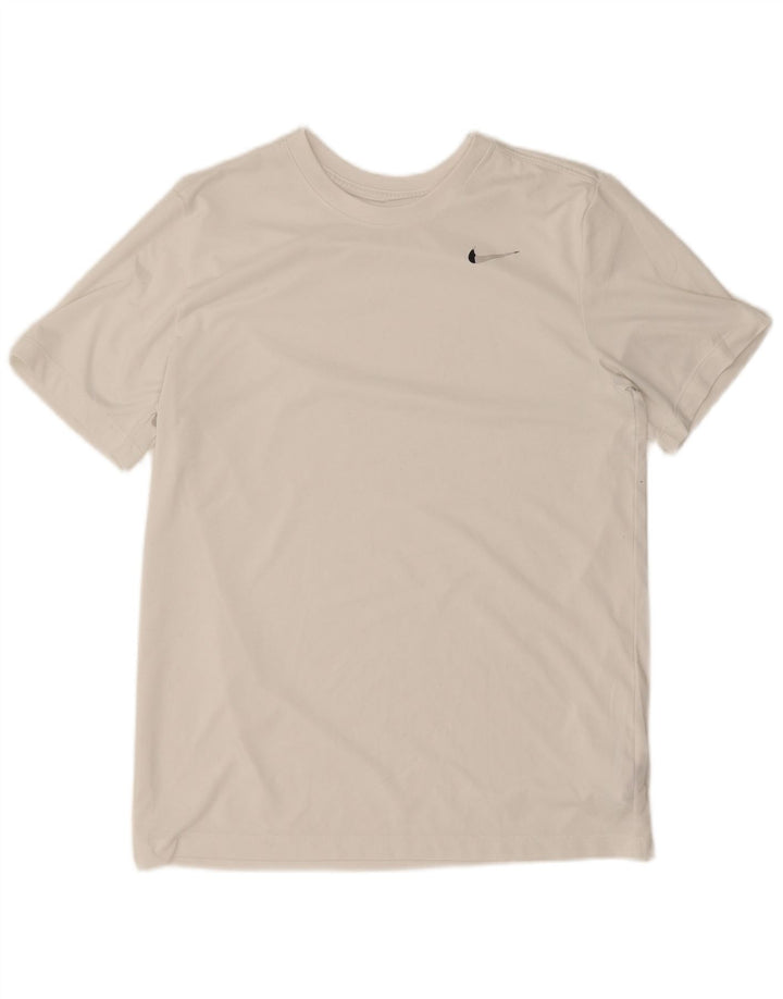 T-shirt Nike Dri Fit da uomo, top in poliestere bianco medio