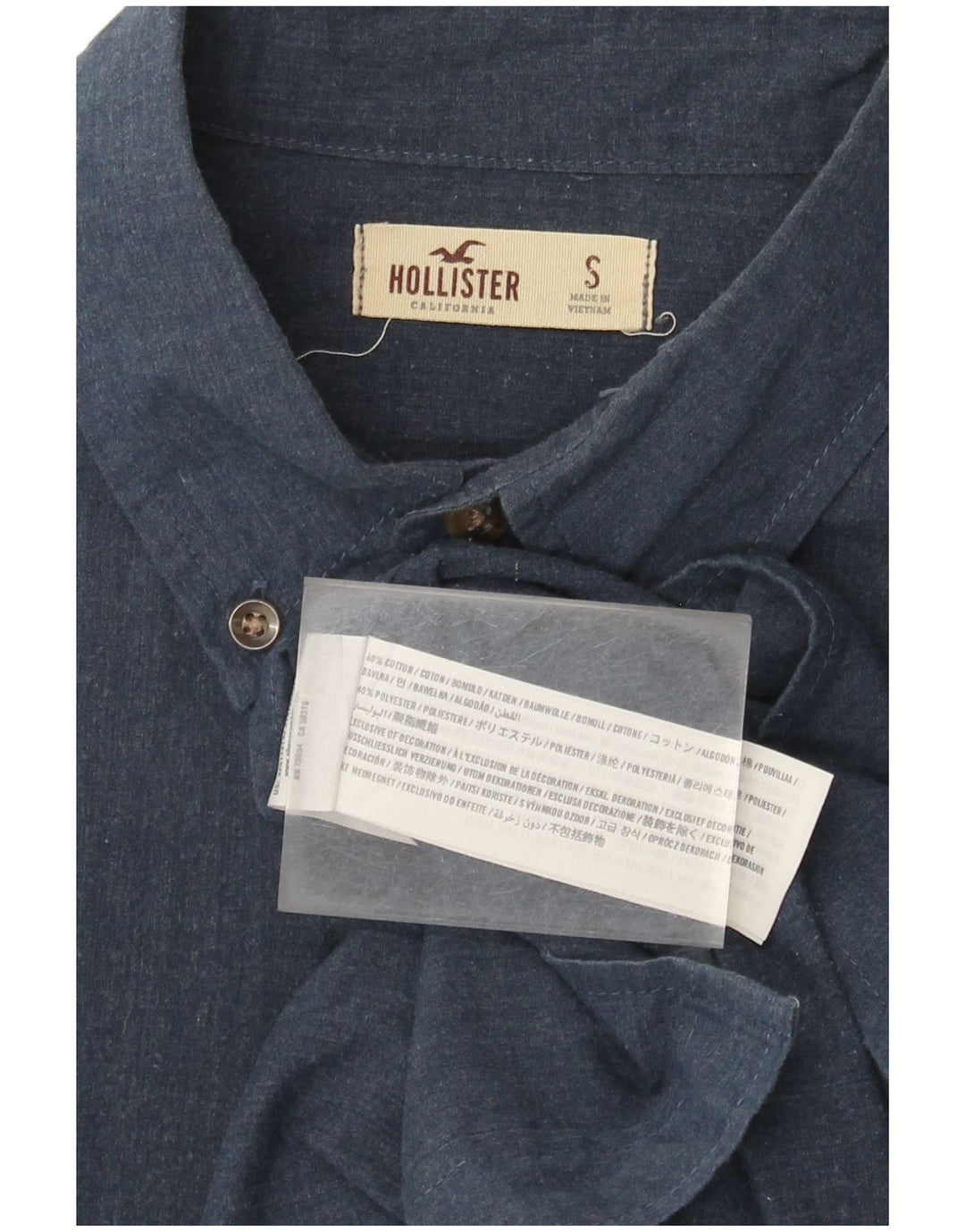 Camicia da uomo HOLLISTER piccola in cotone blu navy