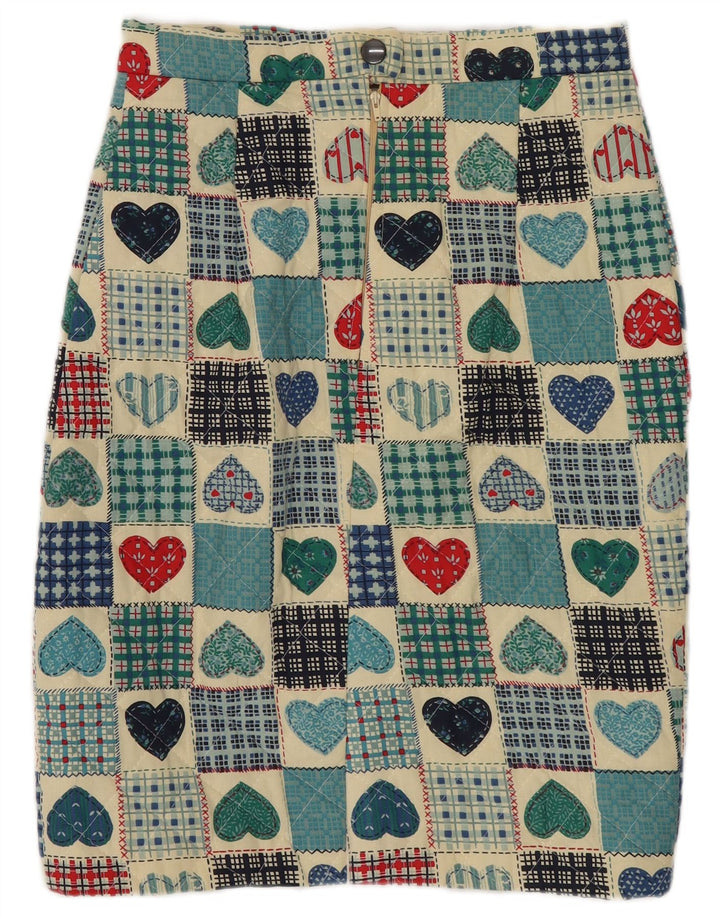 Gonna tubino trapuntata vintage da donna W25 XS patchwork multicolore