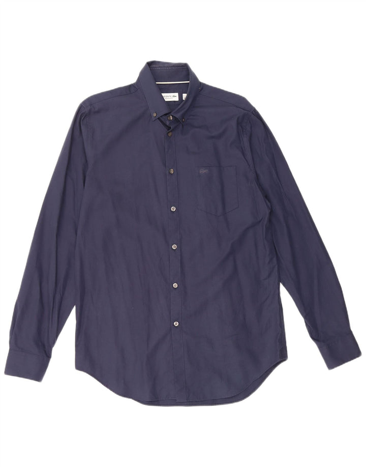 Camicia Lacoste da uomo vestibilità regolare taglia 40 15 1/2 cotone medio blu navy
