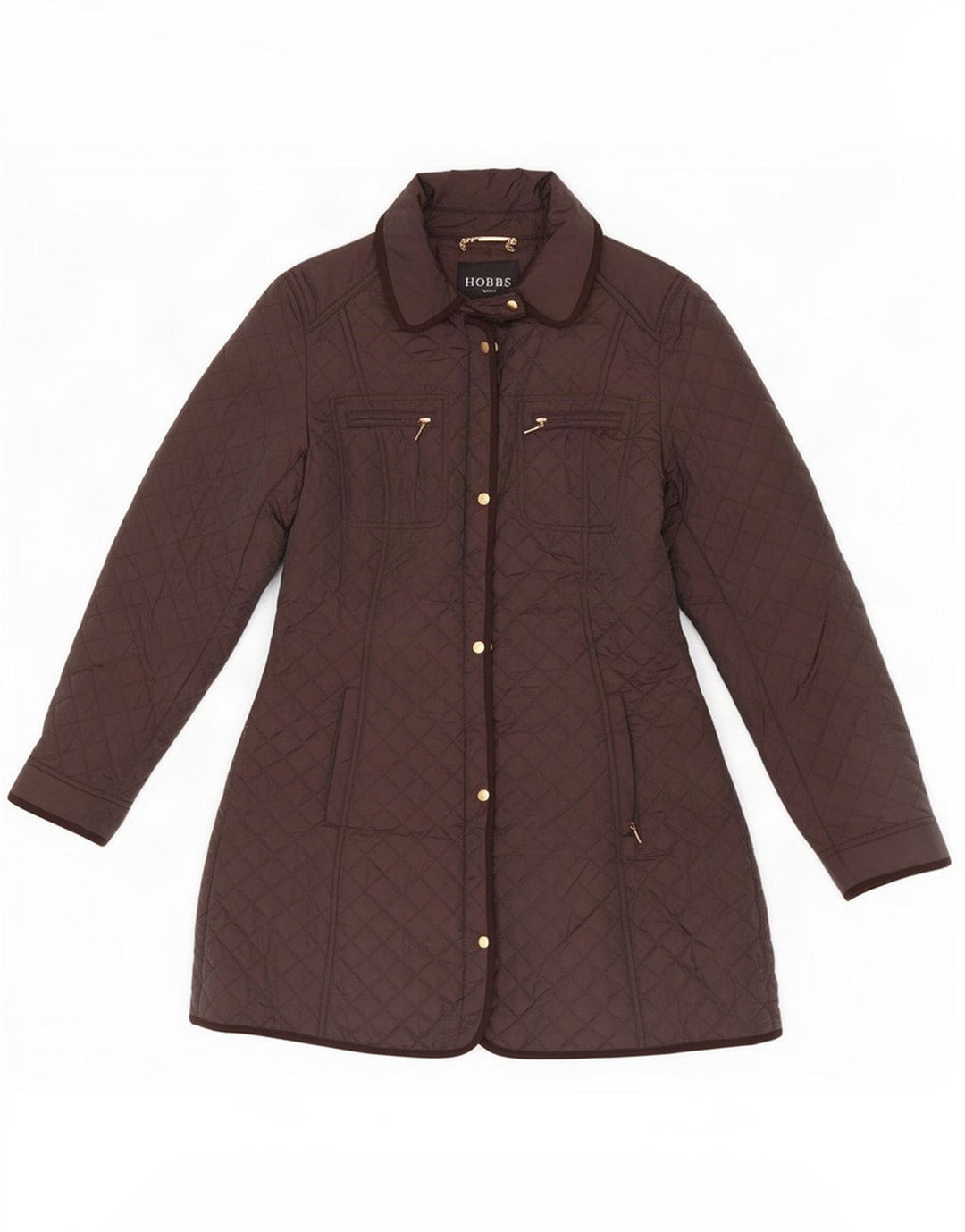 Hobbs Giacca trapuntata da donna UK 12 Nylon marrone medio