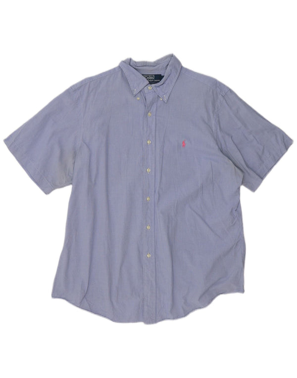 Polo Ralph Lauren Camicia a maniche corte da uomo taglia 17 43 XL a quadretti blu