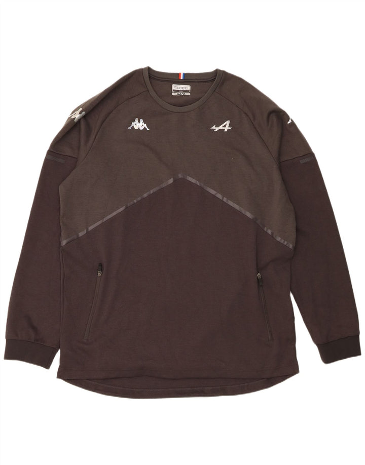 Top grafico da uomo Kappa manica lunga 5XL poliestere grigio