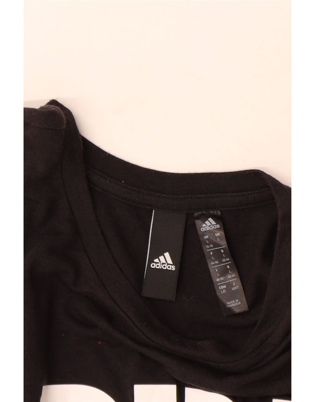 T-shirt grafica da donna Adidas Top UK 16/18 grande poliestere nero