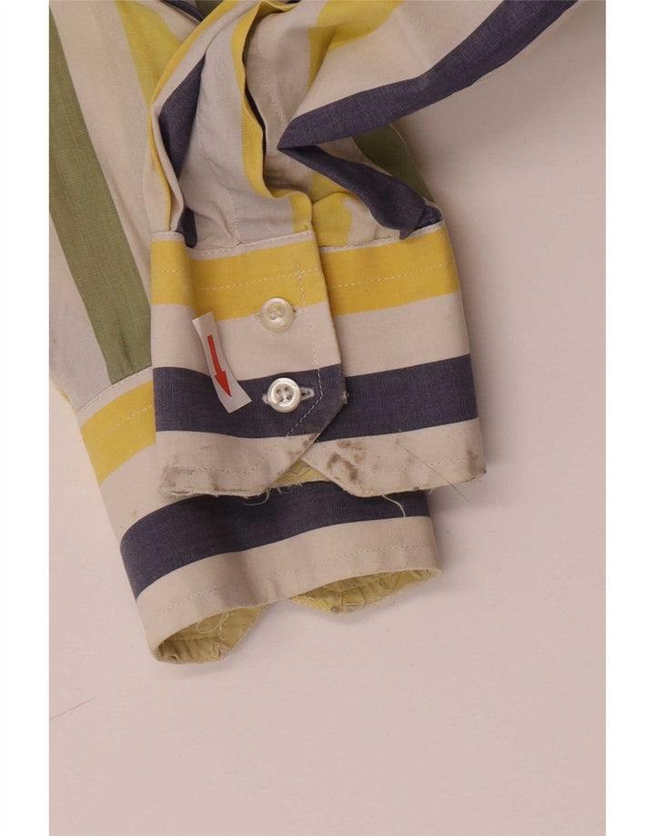 Camicia vintage da uomo grande a righe multicolore