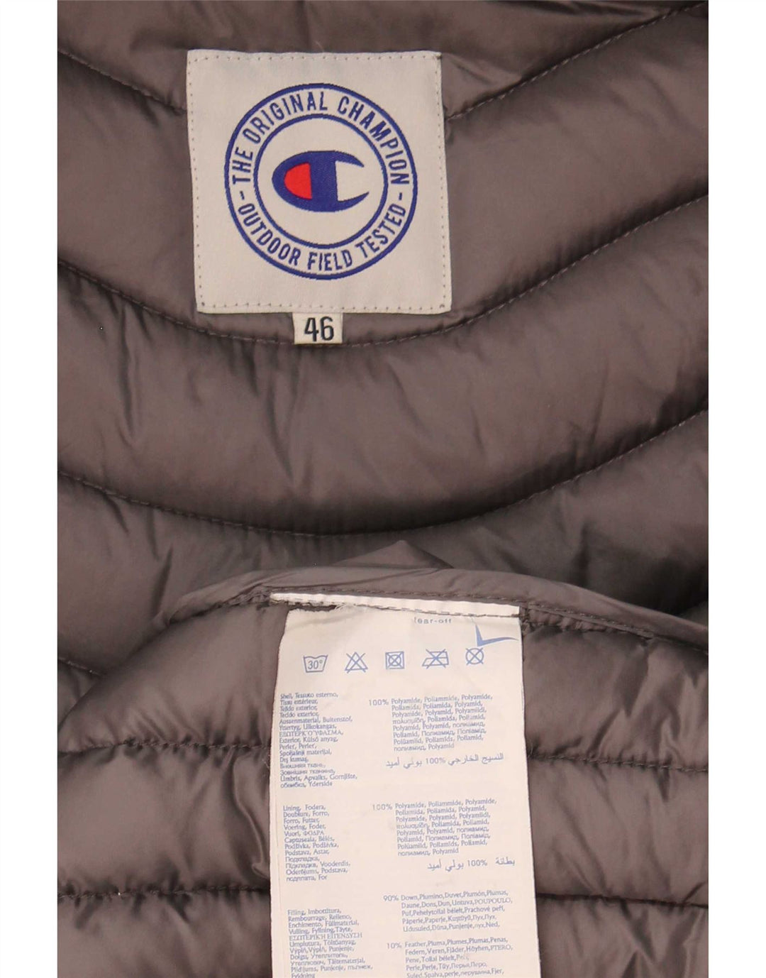 Cappotto imbottito con cappuccio da donna Champion IT 46 Large Grigio Poliammide