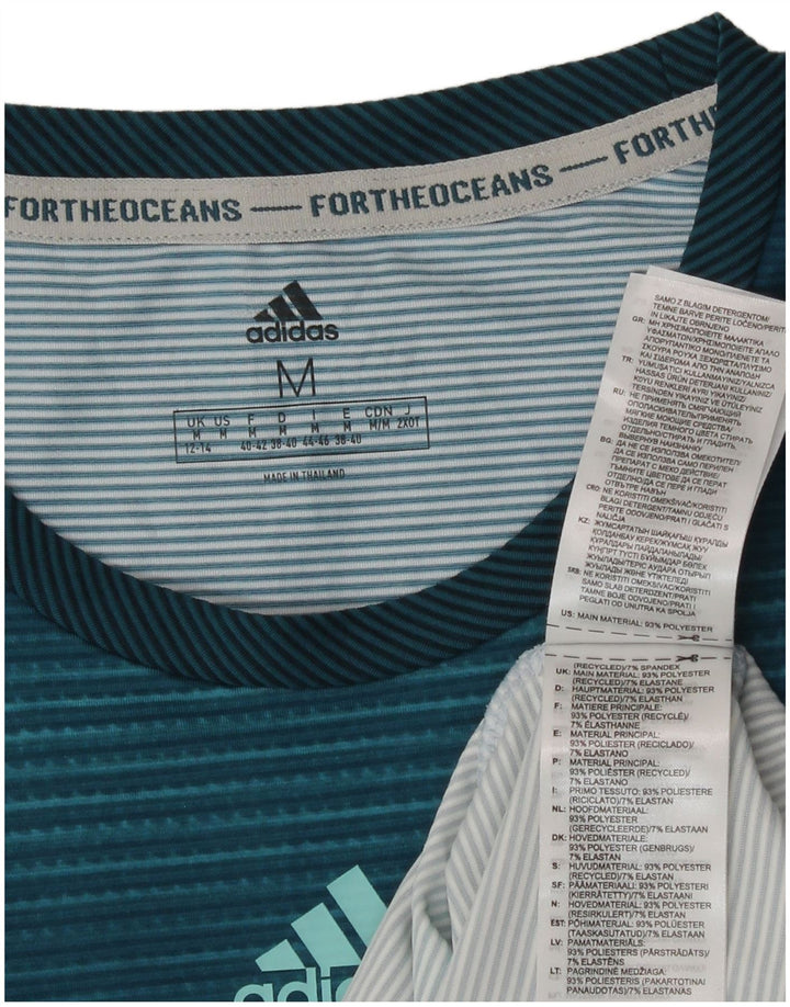 Canotta da donna Adidas UK 12/14 Poliestere a righe blu medio