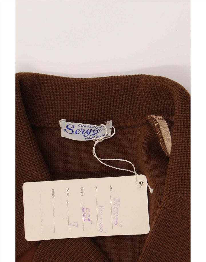 Maglione cardigan da uomo vintage piccolo marrone