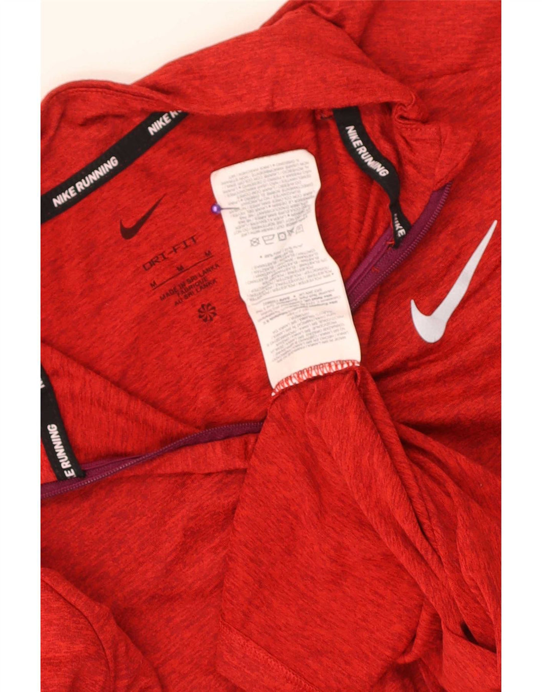Maglia da ginnastica Nike Dri Fit con zip e collo da uomo, rosso medio chiazzato