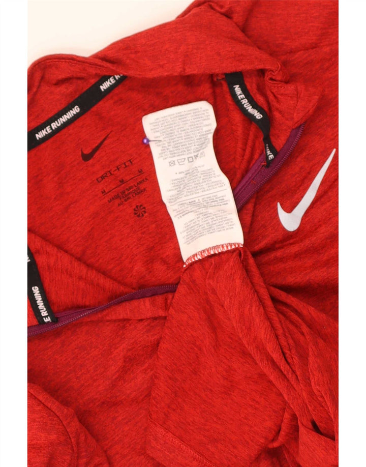 Maglia da ginnastica Nike Dri Fit con zip e collo da uomo, rosso medio chiazzato