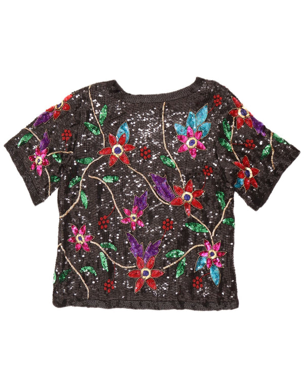 Joseph Le Bon Womens Blouse Top UK 18 XL Black Floral Silk