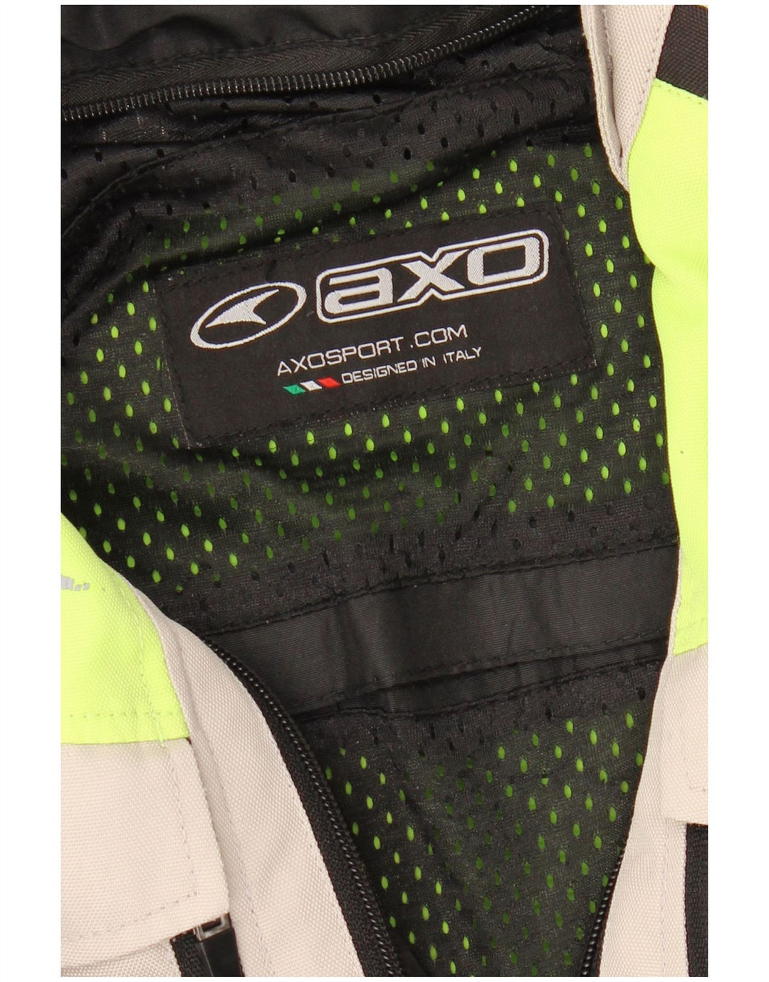AXO Mens Graphic Racer Jacket UK 38 Medium Off White Colourblock Polyester