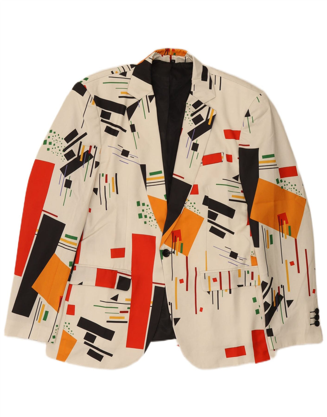 Giacca blazer vintage da uomo a 1 bottone UK 40 grande bianca geometrica