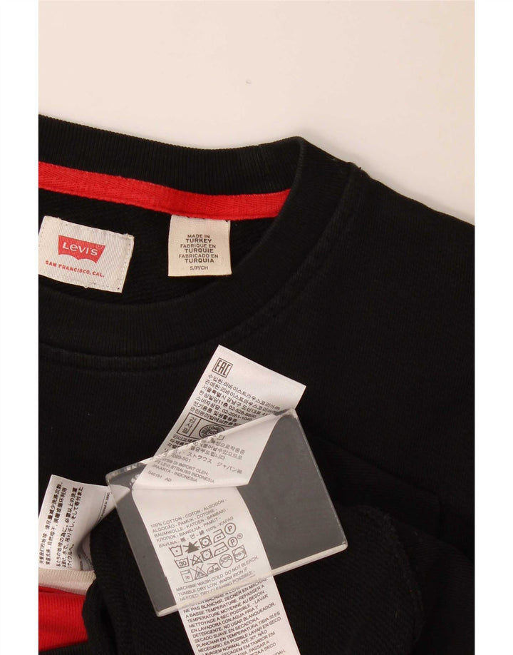 Levi's Felpa con grafica da uomo Maglione piccolo in cotone color block nero