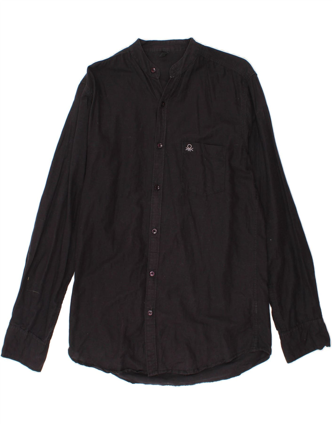 BENETTON Mens Shirt Medium Black Cotton Vintage Benetton and Second-Hand Benetton from Messina Hembry 