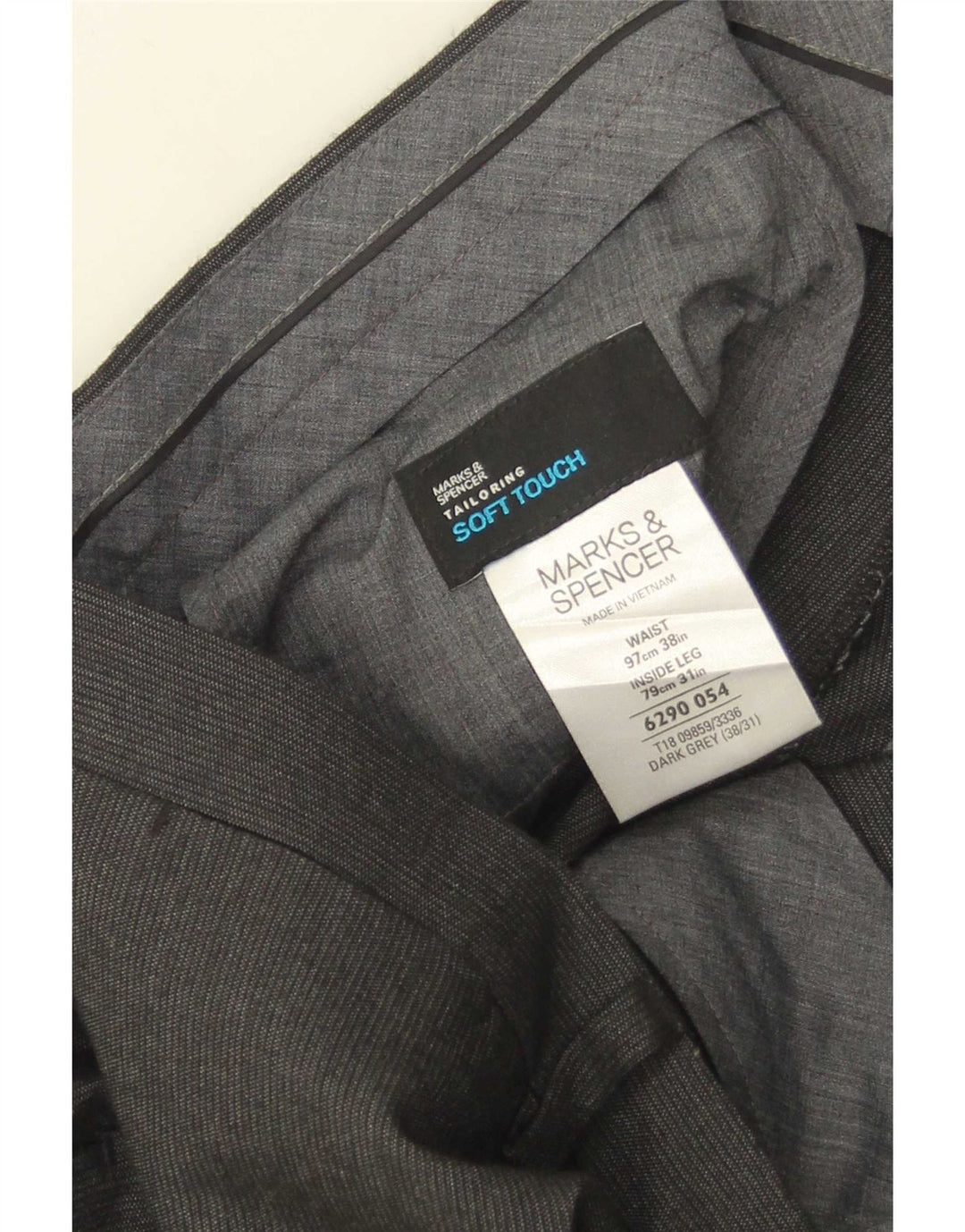 Pantaloni da abito dritti da uomo Marks & Spencer W38 L31 gessato grigio