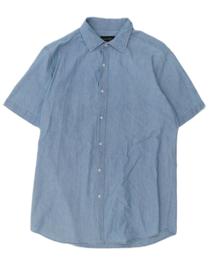 Camicia Uomo Manica Corta Massimo Dutti Large Blu Cotone