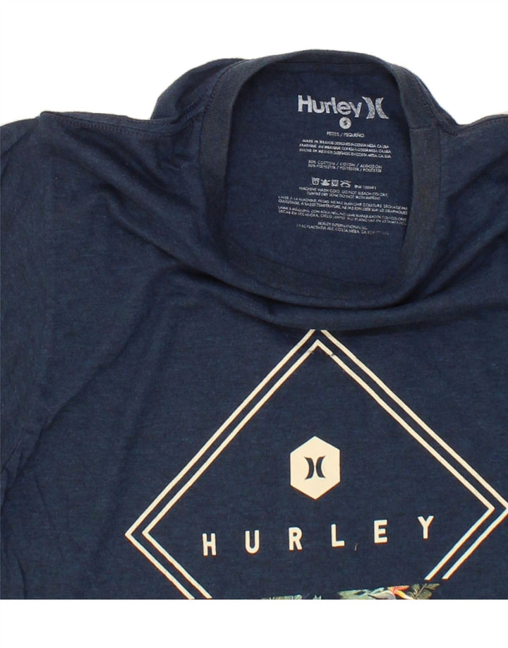 HURLEY Mens Graphic T-Shirt Top Small Navy Blue Cotton Vintage Hurley and Second-Hand Hurley from Messina Hembry 