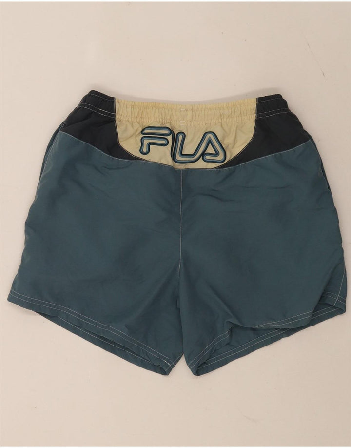 Pantaloncini da bagno grafici da uomo Fila XS blu color block in poliammide