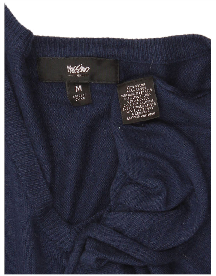 MOSSIMO Maglione da donna con scollo a V UK 12 Nylon blu navy medio