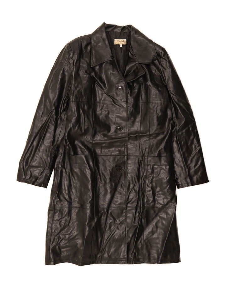 DALLAS Womens Leather Coat UK 18 XL Black Leather Vintage Dallas and Second-Hand Dallas from Messina Hembry 