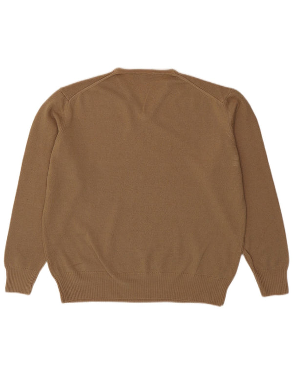 Maglione Zara da uomo con scollo a V XL in lana marrone