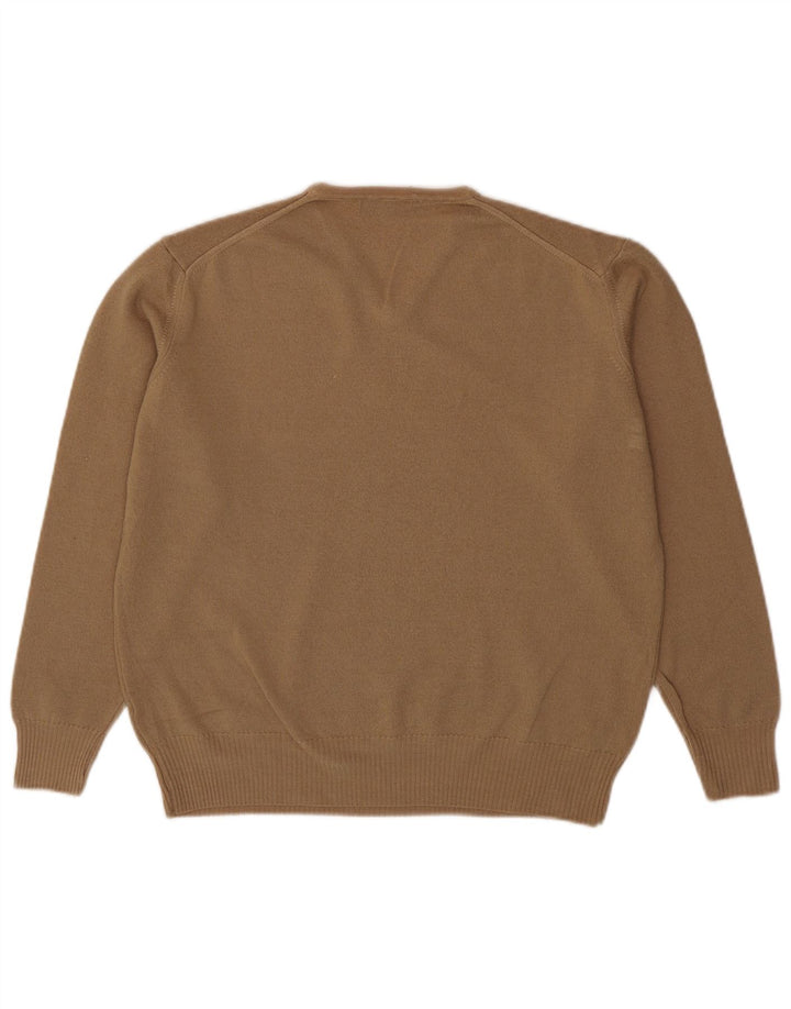 Maglione Zara da uomo con scollo a V XL in lana marrone