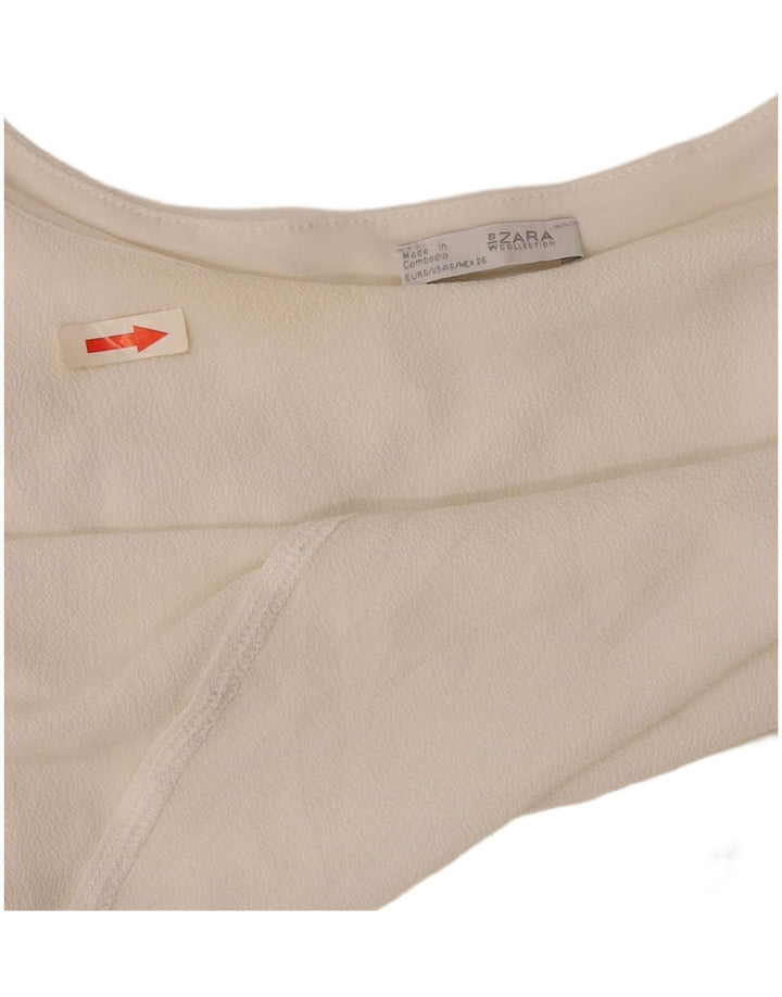 Top Zara da donna con poncho senza maniche, camicetta UK 10 piccola bianca