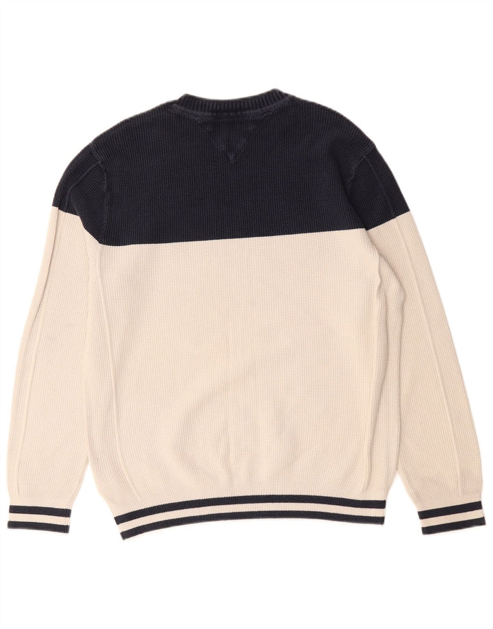 Maglione maglione girocollo da uomo Tommy Hilfiger color block medio bianco sporco