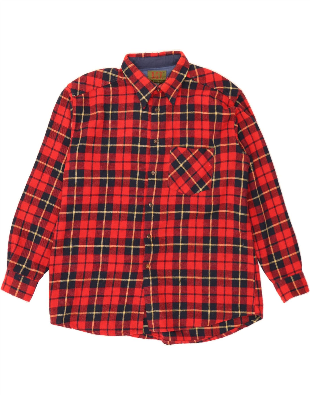 VINTAGE Mens Flannel Shirt 2XL Red Check Vintage Vintage and Second-Hand Vintage from Messina Hembry 