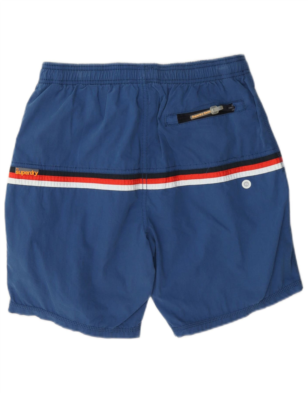 Pantaloncini da bagno con grafica da uomo Superdry, cotone color block medio blu navy