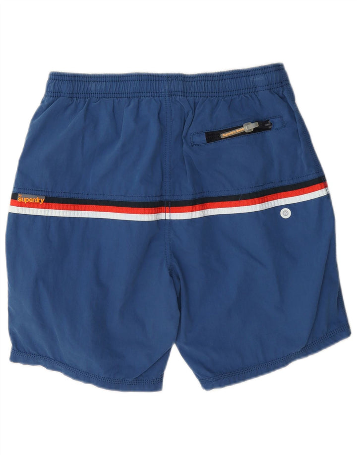 Pantaloncini da bagno con grafica da uomo Superdry, cotone color block medio blu navy