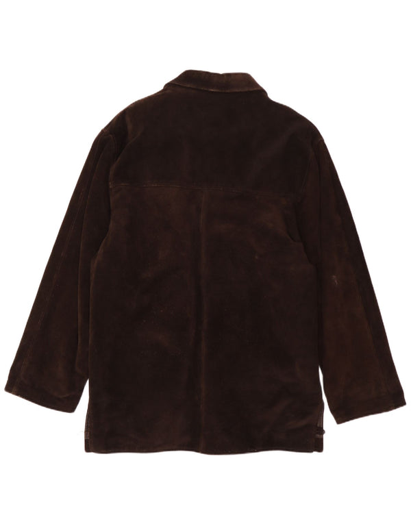 Vintage Mens Suede Windbreaker Coat UK 40 Large Brown Leather