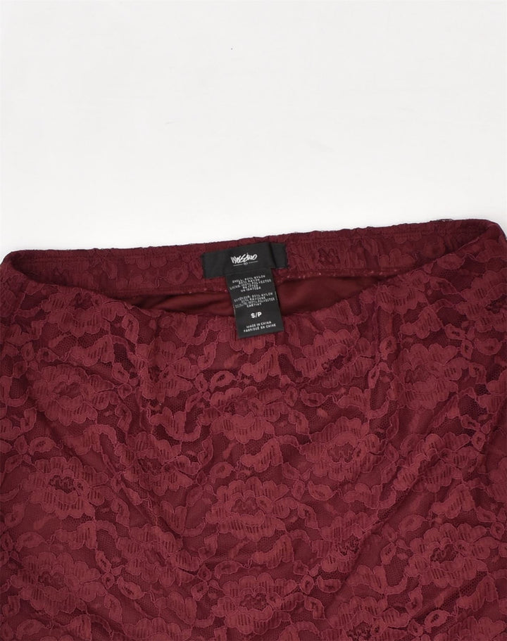 MOSSIMO Womens Straight Skirt UK 8 Small W28 Red Floral Nylon | Vintage Mossimo | Thrift | Second-Hand Mossimo | Used Clothing | Messina Hembry 