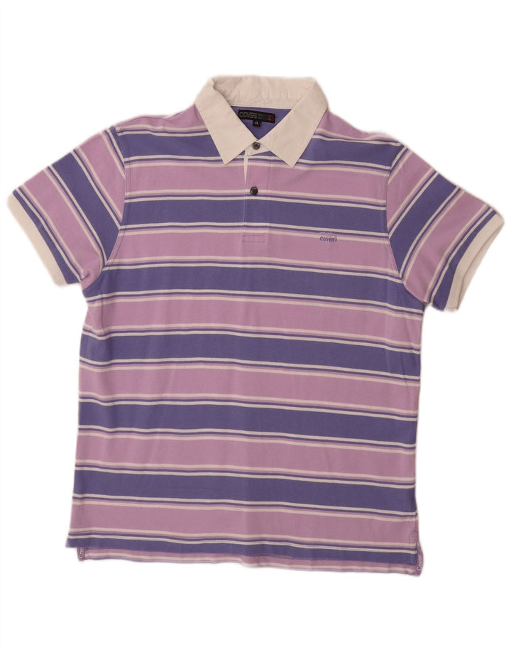 Polo da uomo COVERI XL in cotone a righe viola