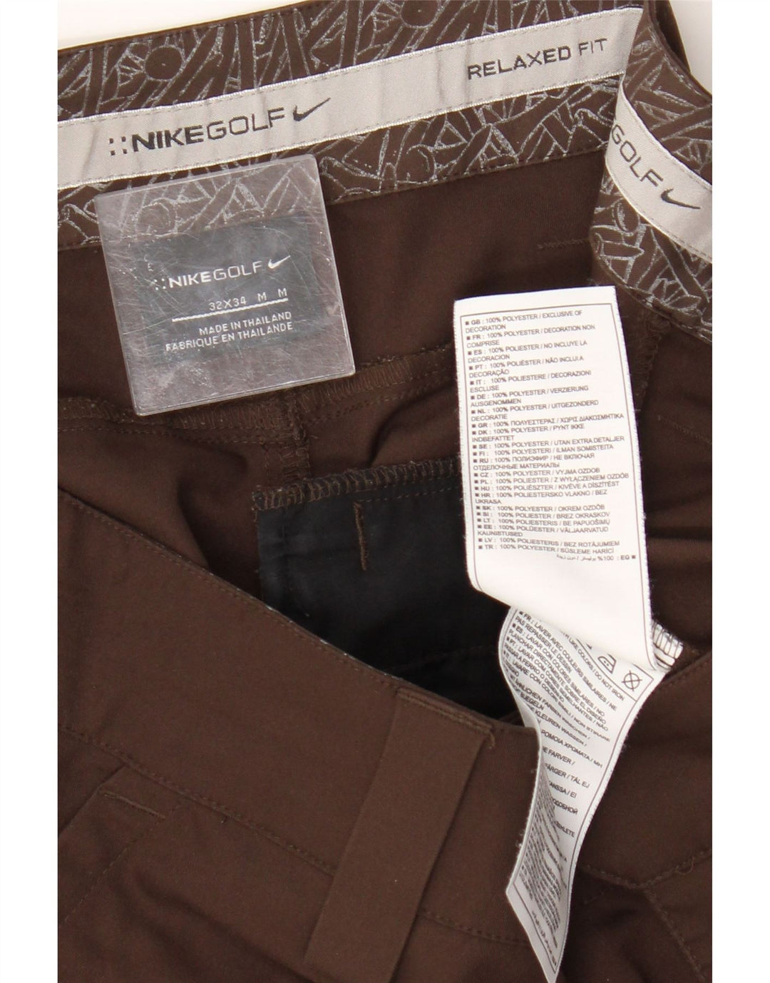 Pantaloni cargo Nike da golf dritti dalla vestibilità rilassata da uomo W32 L31 poliestere marrone