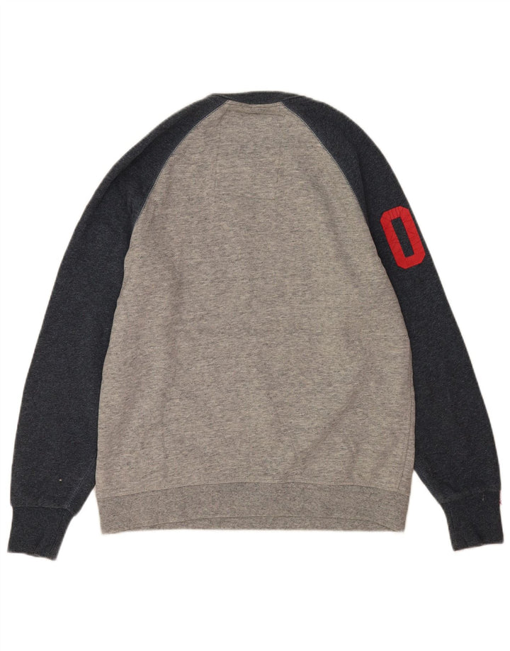 Felpa grafica da uomo Superdry Maglione in cotone color block grigio medio