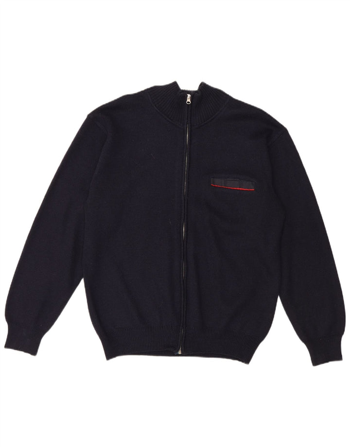 Maglione cardigan con zip intera vintage da uomo blu navy medio