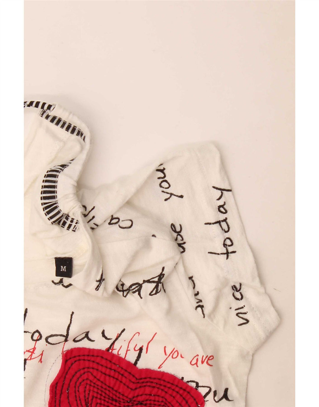 Desigual T-shirt grafica da donna Top UK 12 Medium Bianco