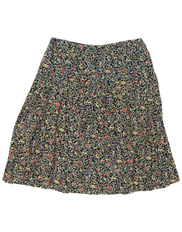 Gonna a pieghe vintage da donna con motivo astratto W34 grande multicolore