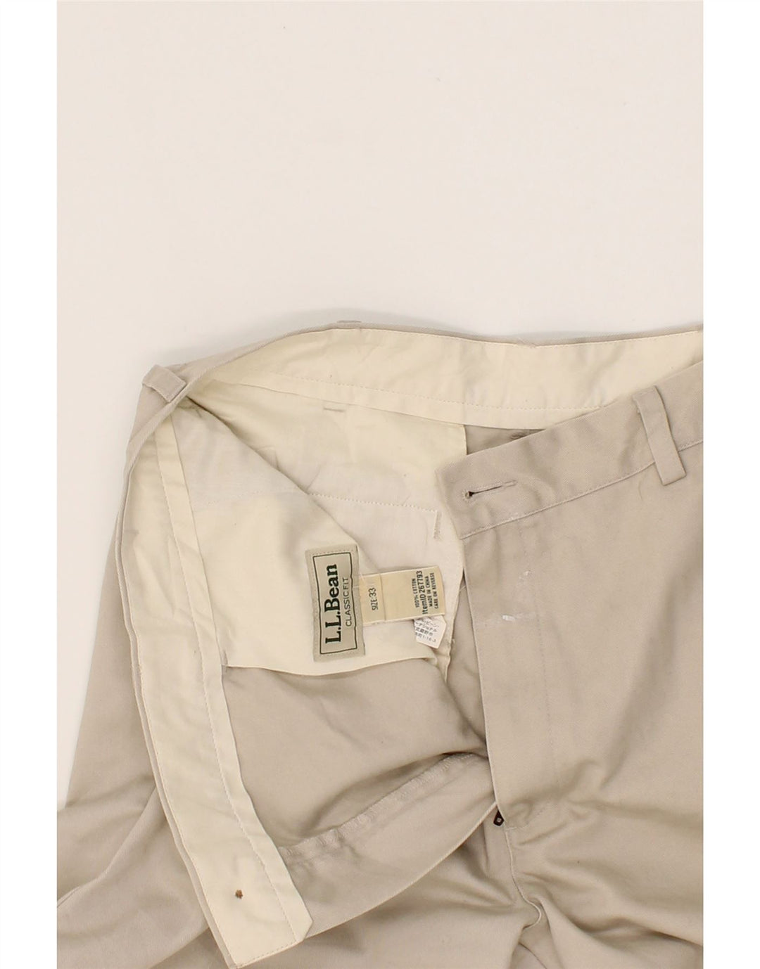 L.L.BEAN Mens Classic Fit Chino Shorts W33 Medium Beige Cotton Vintage L.L.Bean and Second-Hand L.L.Bean from Messina Hembry 